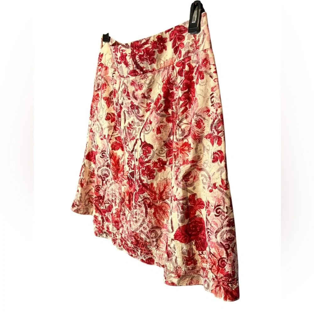 GAP Red White Floral Midi Skirt Size 1 Cottagecore Summer Vacation